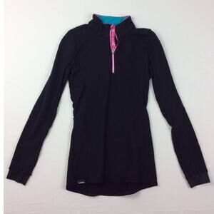 Decathlon Wedze Wool Blend Fleece Pullover Black Womens XS
